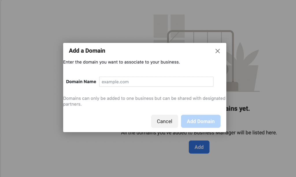 Add your domain Facebook