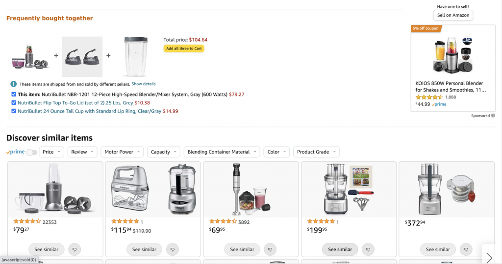 Upsell and cross-sell on your product pages, using the ShoppingFeeder recommendations engine