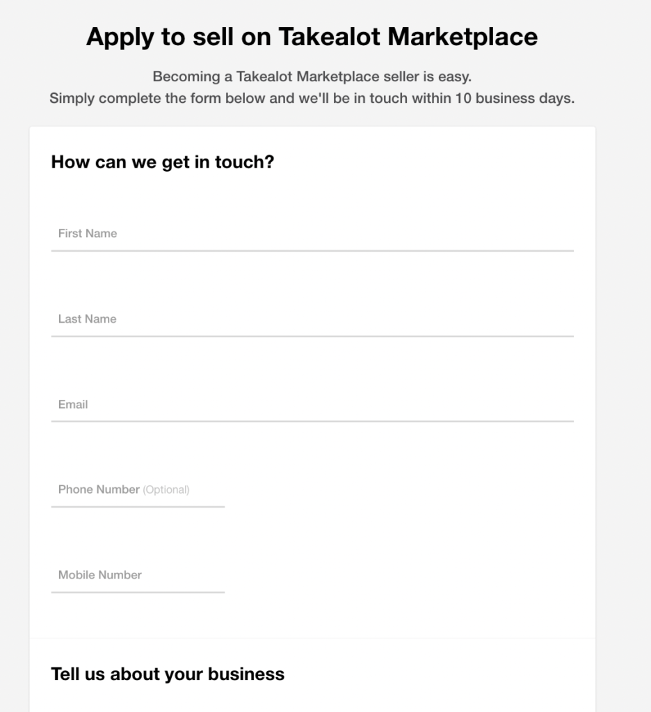 Fill out the merchant form